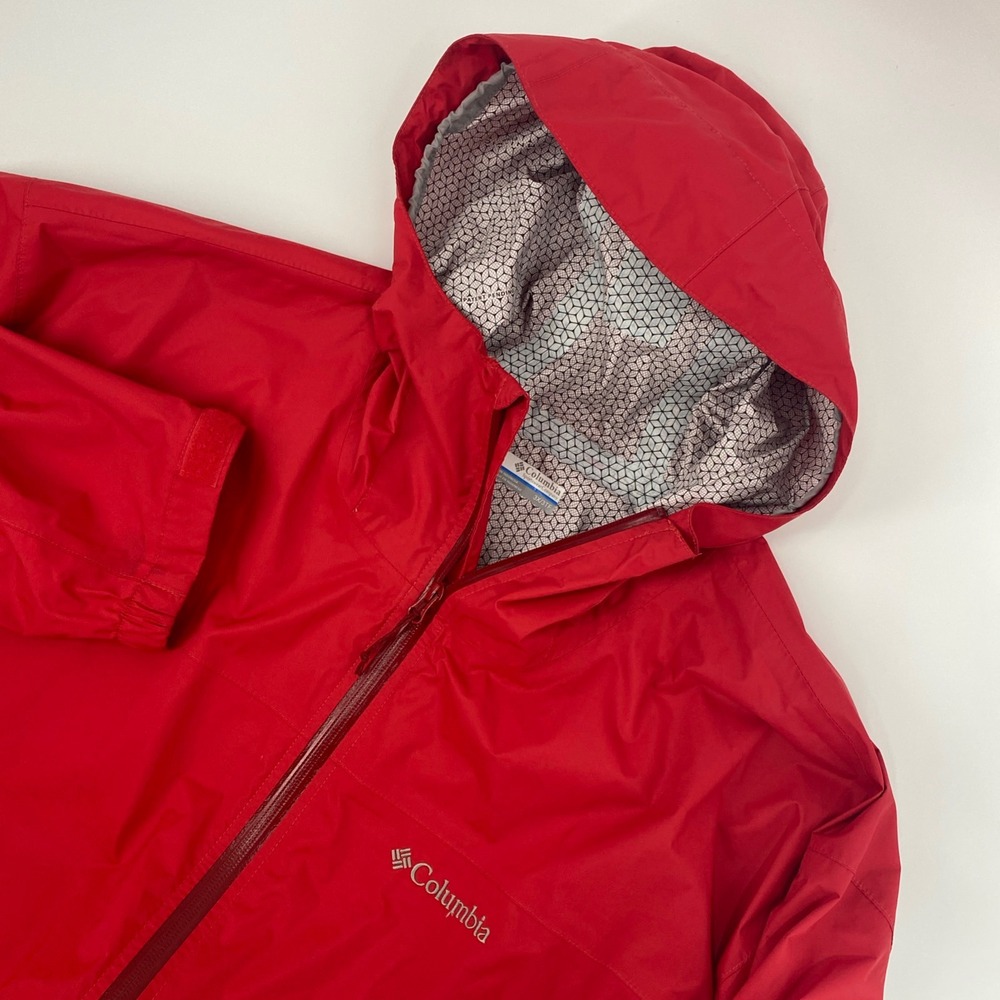 Columbia Rain Jacket Mens 3XL Red Omni Tech Hooded Waterproof Gorpcore Active